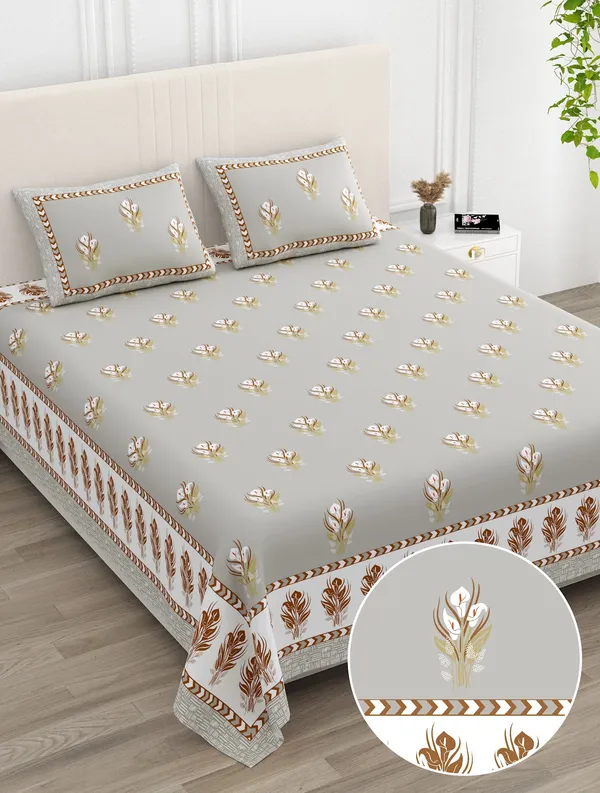 Grey_100%_Cotton_Designer_Cotton_Double__BedsheetKing_Size_With_Pillow_Covers_Grey_Color_(108X108_Inches)