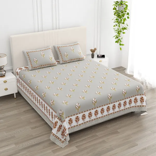 Grey_100%_Cotton_Designer_Cotton_Double__BedsheetKing_Size_With_Pillow_Covers_Grey_Color_(108X108_Inches)