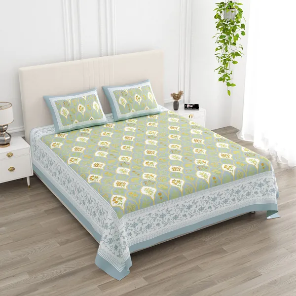 Grey_100%_Cotton_King_Size_Cotton_Double__BedsheetWith_Pillow_Covers_(108X108_Inches)