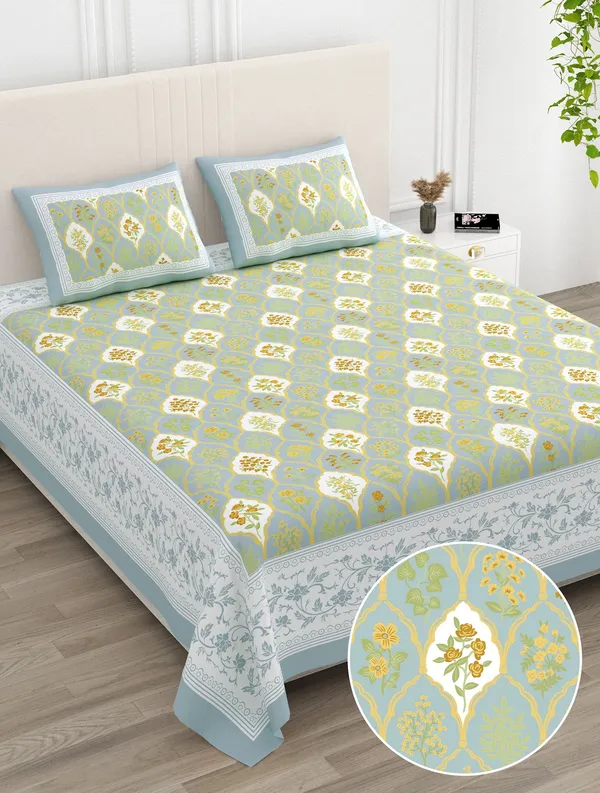 Grey_100%_Cotton_King_Size_Cotton_Double__BedsheetWith_Pillow_Covers_(108X108_Inches)