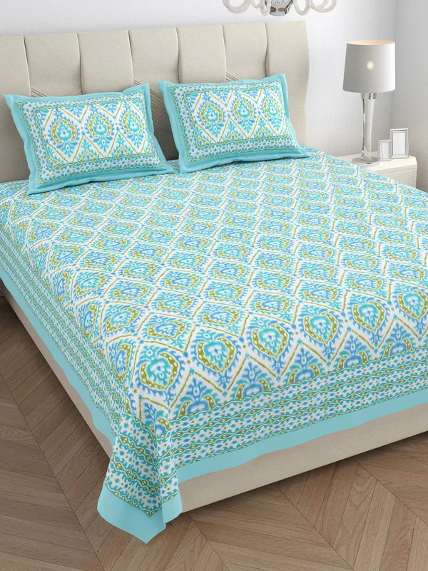 Blue_100%_Cotton_Premium_Ikat_Design_Cotton_Double__BedsheetKing_Size_Blue_Color_(108X108_Inches)