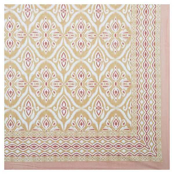 Peach_100%_Cotton_Traditional_Ikat_Pattern_Cotton_Double__BedsheetKing_Size_(108X108_Inches)