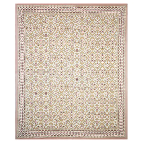 Peach_100%_Cotton_Traditional_Ikat_Pattern_Cotton_Double__BedsheetKing_Size_(108X108_Inches)