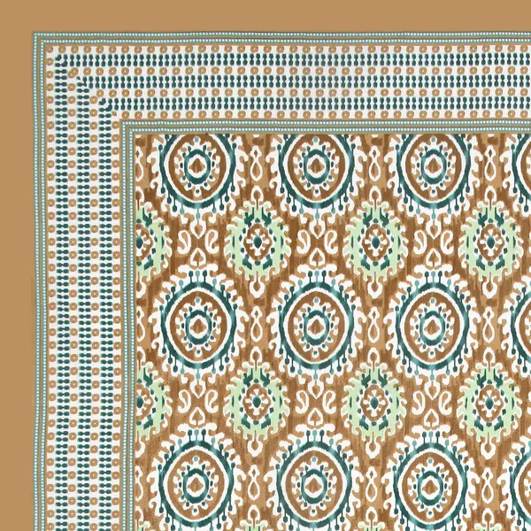 Brown_100%_Cotton_Handcrafted_Style_Ikat_Print_Cotton_Double_BedsheetKing_Size_(108X108_Inches)