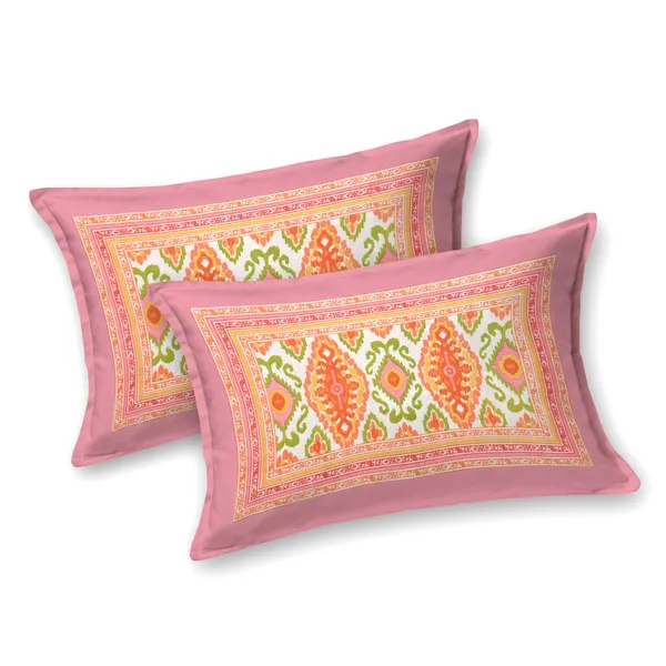 Orange_100%_Cotton_Classic_Ikat_Pattern_King_Size_Cotton_Double__BedsheetWith_Pillow_Covers_(108X108_Inches)
