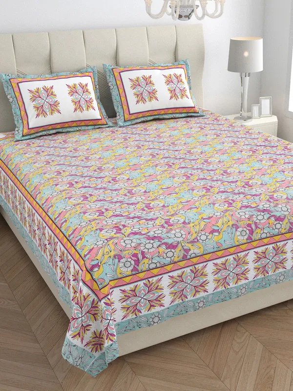 Multicolor_100%_Cotton_Premium_Cotton_Double__Bedsheet_King_Size_Set_(108X108_Inches)