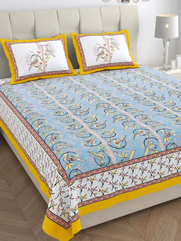 Blue_100%_Cotton_Cotton_Double_BedDouble_Bedsheet_King_Size_With_Pillow_Covers_(108X108_Inches)