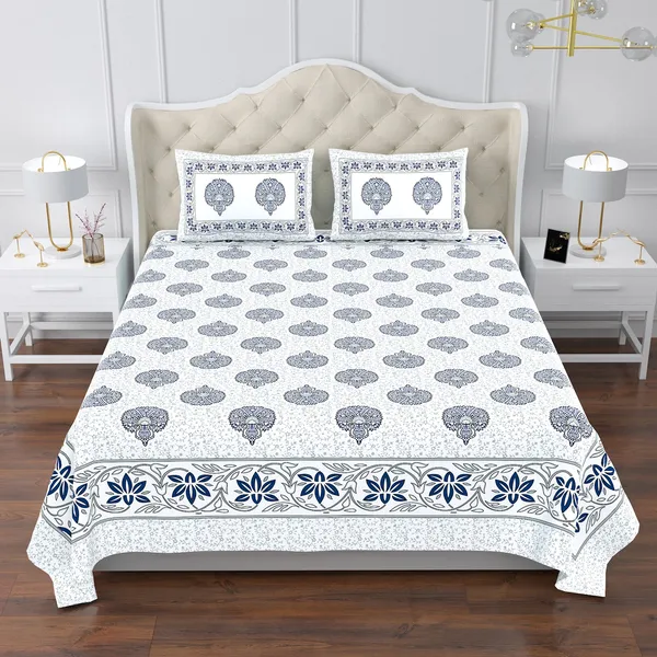 White_100%_Cotton_Elegant_Cotton_Double__Bedsheet_King_Size_With_Pillow_Covers_(108X108_Inches)