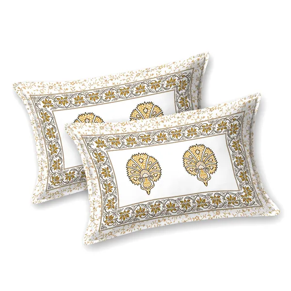 Brown_100%_Cotton_Peach_Jaipuri_Print_King_Size_Cotton_Double-Bedsheet_With_Pillow