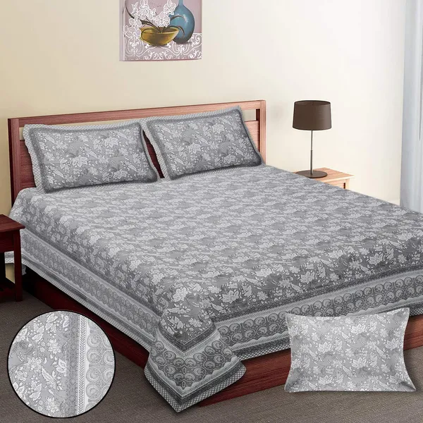 Grey_100%_Cotton_Elegant_Grey_And_White_Floral_King_Size_Cotton_Double__BedsheetGrey_Color_(108X108_Inches)