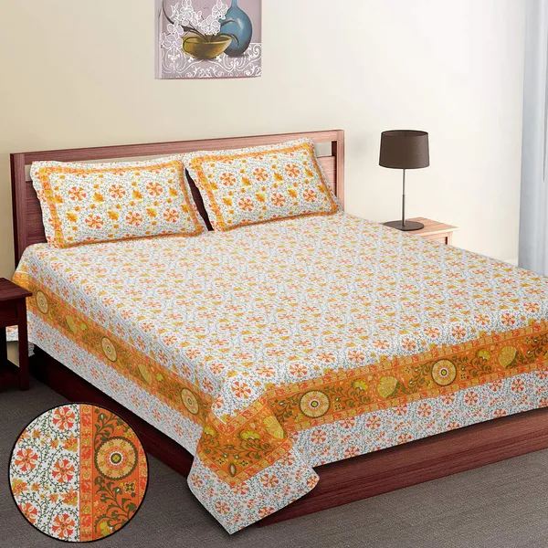 Yellow_100%_Cotton_Mustard_Yellow_Elegant_Cotton_Double__BedsheetKing_Size_With_Pillow_Covers_(108X108_Inches)