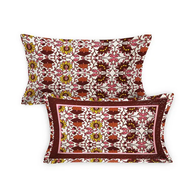 Maroon_100%_Cotton_Designer_Cotton_Double__BedsheetKing_Size_With_Pillow_Covers_(108X108_Inches)