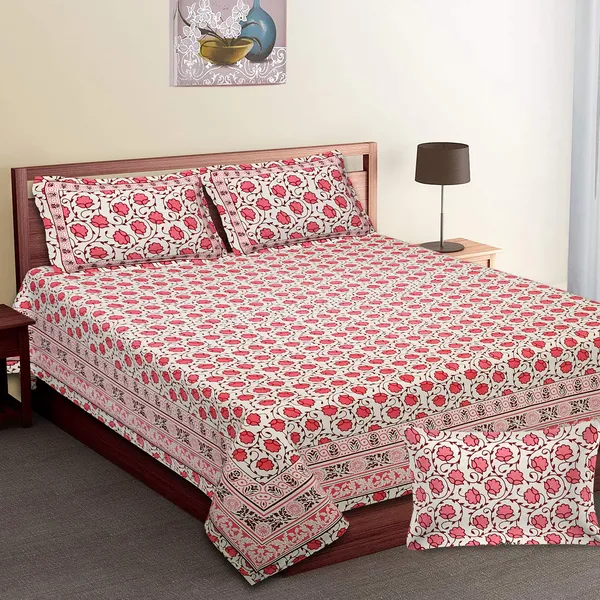 Pink_100%_Cotton_King_Size_Cotton_Double__BedsheetSet_With_Pillow_Covers_(108X108_Inches)