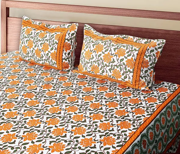 Orange_100%_Cotton_Elegant_Cotton_Double__Bedsheet_King_Size_With_Pillow_Covers_(108X108_Inches)