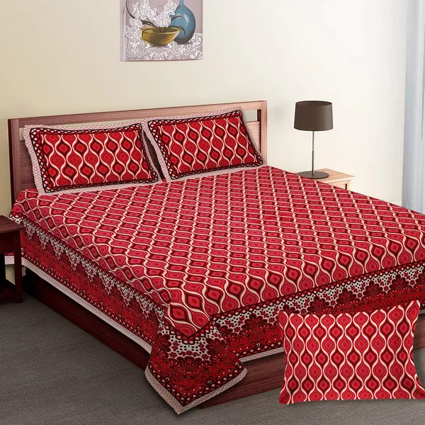 Red_100%_Cotton_King_Size_Cotton_Double__BedsheetWith_Pillow_Covers_(108X108_Inches)