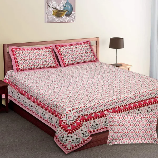 White_100%_Cotton_Elegant_Cotton_Double__Bedsheet_King_Size_With_Pillow_Covers_(108X108_Inches)