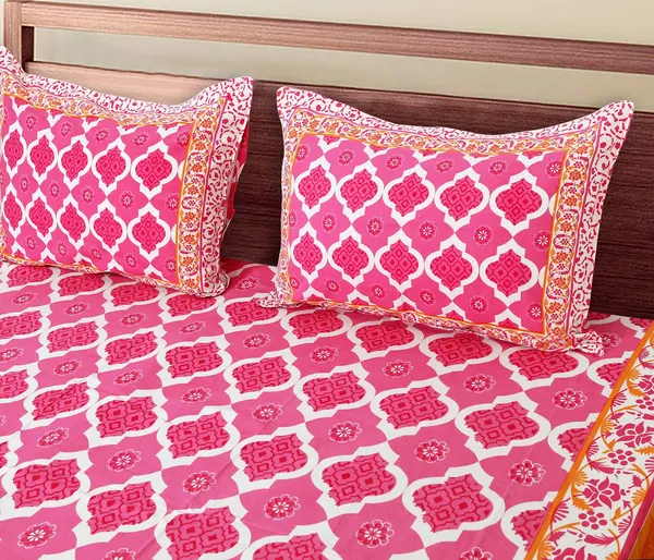 Pink_100%_Cotton_King_Size_Cotton_Double__Bedsheet_Set_With_Pillow_Covers_(108X108_Inches)