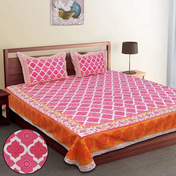 Pink_100%_Cotton_King_Size_Cotton_Double__Bedsheet_Set_With_Pillow_Covers_(108X108_Inches)