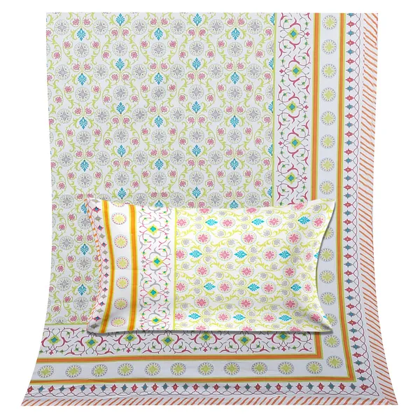 White_100%_Cotton_Cotton_Double_BedDouble_Bedsheet_King_Size_With_Pillow_Covers_(108X108_Inches)
