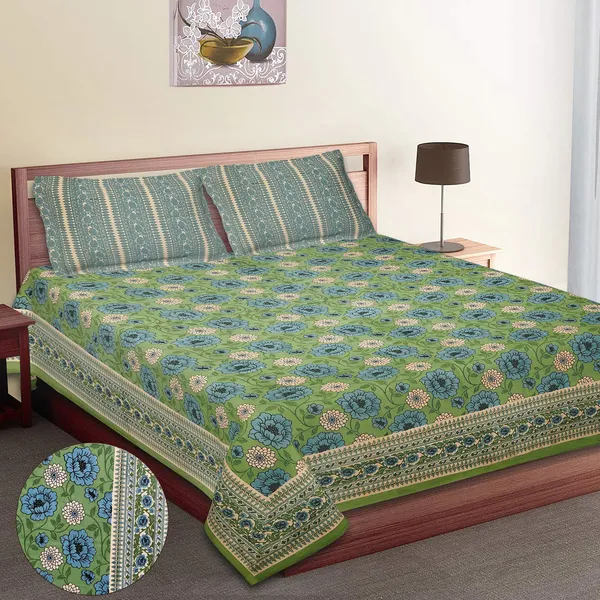 Green_100%_Cotton_Printed_Cotton_Double__BedsheetKing_Size_(108X108_Inches)