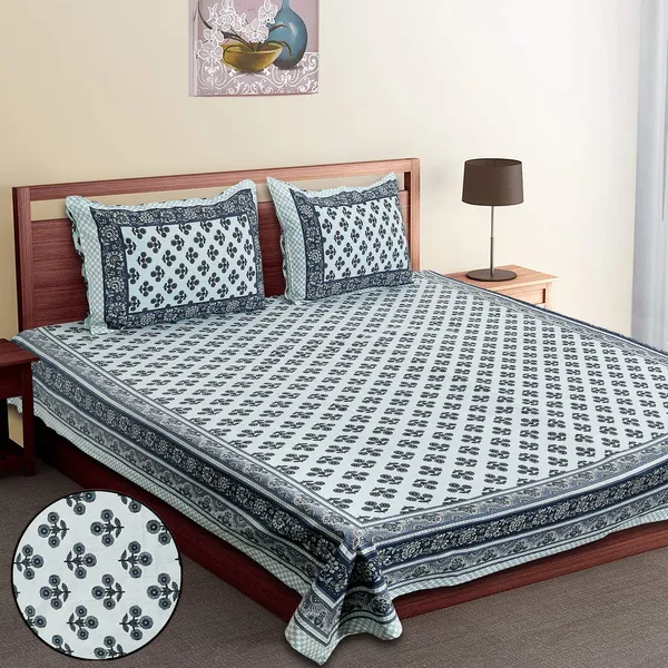 White_100%_Cotton_Elegant_Cotton_Double__BedsheetKing_Size_With_Pillow_Covers_(108X108_Inches)