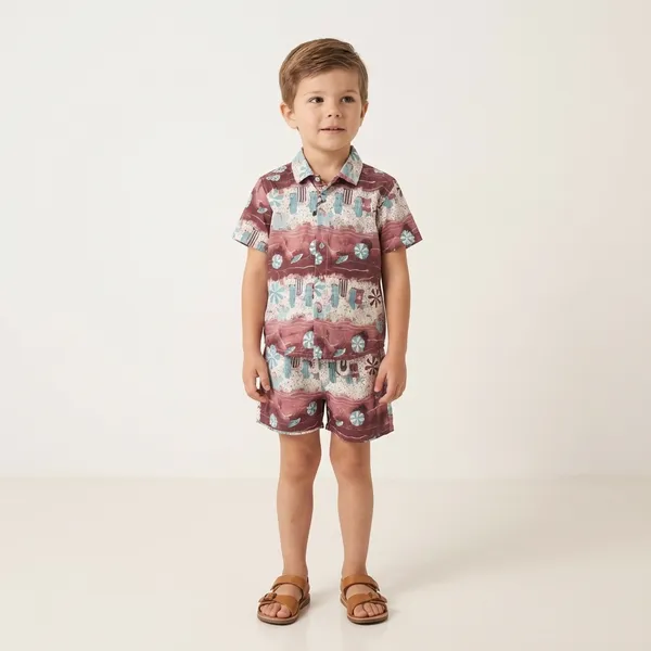 Multicolour_Imported_Premium_Quality_Stylish_Printed_Casual_Summer_Shirt_And_Shorts_Set_For_Boys
