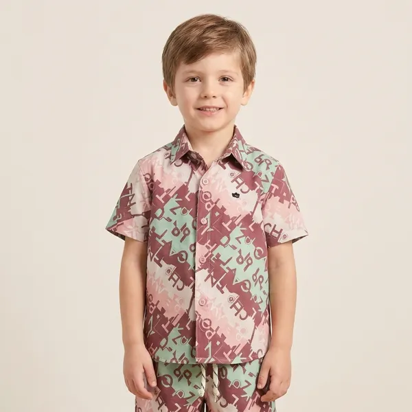 Multicolour_Imported_Premium_Quality_Stylish_Camouflage_Print_Shirt_And_Shorts_Set_For_Boys