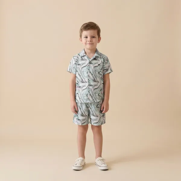 Multicolour_Imported_Premium_Quality_Stylish_Marbled_Print_Shirt_And_Shorts_Set_For_Boys