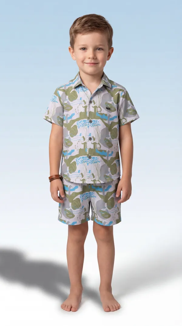 Multicolour_Imported_Premium_Quality_Stylish_Short_Sleeve_Safari_Print_Matching_Shirt_And_Shorts_Set_For_Boys