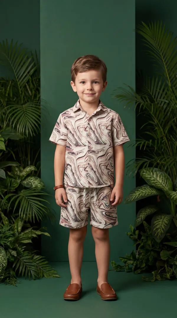 Multicolour_Imported_Premium_Quality_Stylish_Marble_Print_Shirt_And_Shorts_Set_For_Boys