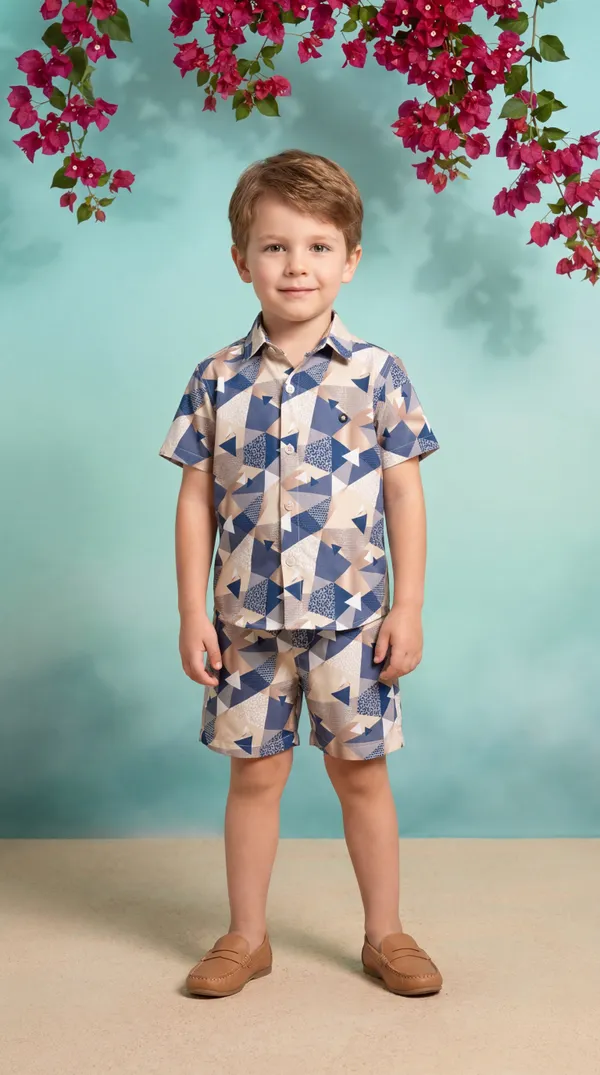Multicolour_Imported_Premium_Quality_Stylish_Geometric_Print_Shirt_And_Shorts_Set_For_Boys