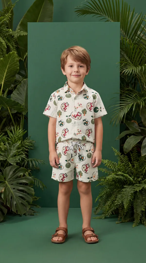 Multicolour_Imported_Premium_Quality_Stylish_Safari_Print_Shirt_And_Shorts_Set_For_Boys