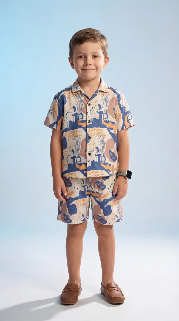 Multicolour_Imported_Premium_Quality_Stylish_Abstract_Print_Short_Sleeve_Shirt_And_Shorts_Set_For_Boys