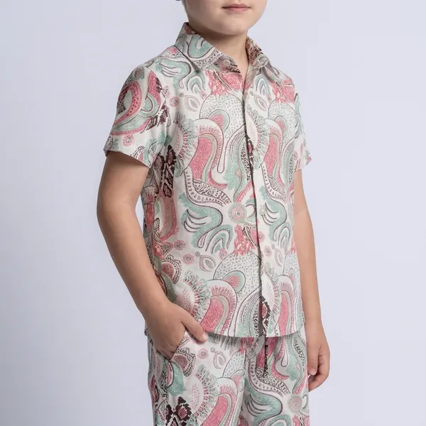 Multicolour_Imported_Premium_Quality_Stylish_Kids_Paisley_Print_Shirt_And_Shorts_Set_For_Boys