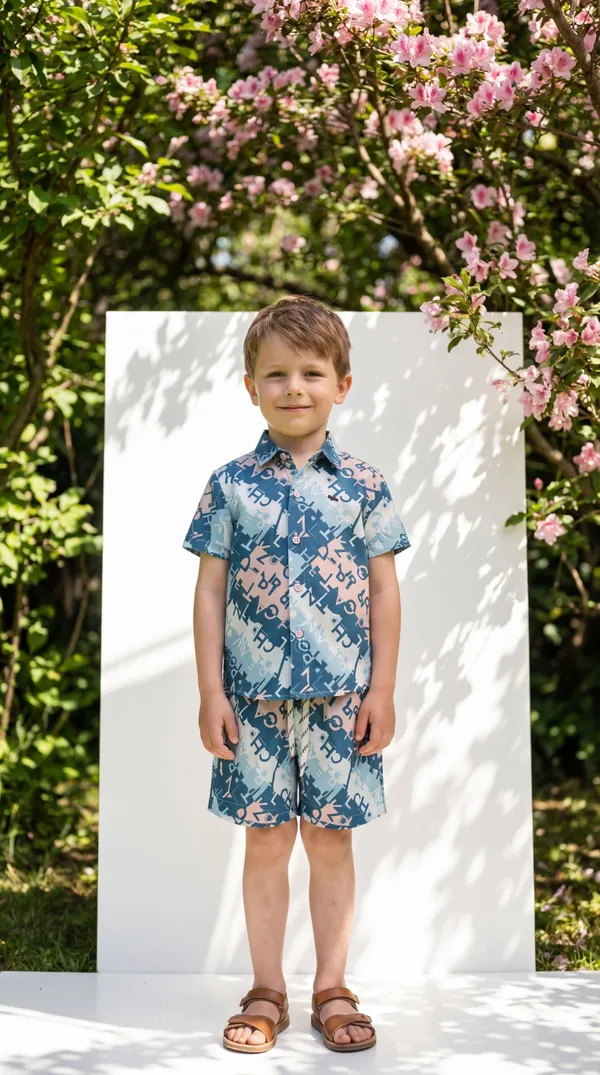 Multicolour_Imported_Premium_Quality_Stylish_Camouflage_Print_Shirt_And_Shorts_Set_For_Boys
