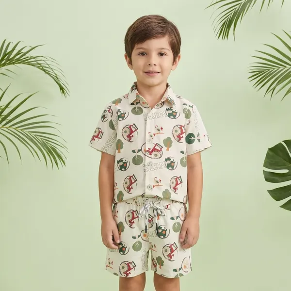 Multicolour_Imported_Premium_Quality_Stylish_Safari_Print_Shirt_And_Shorts_Set_For_Boys