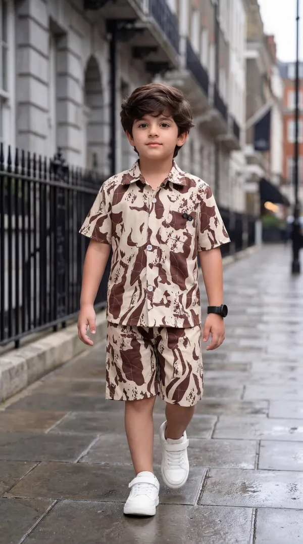 Multicolour_Imported_Premium_Quality_Stylish_Desert_Camouflage_Print_Shirt_And_Shorts_Set_For_Boys