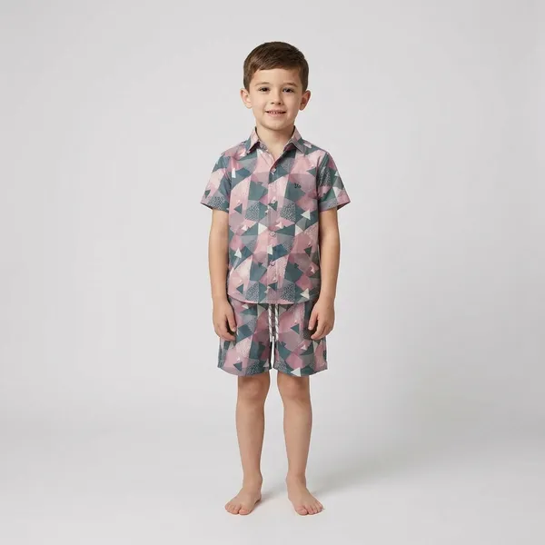 Multicolour_Imported_Premium_Quality_Stylish_Geometric_Print_Matching_Shirt_And_Shorts_Set_For_Boys