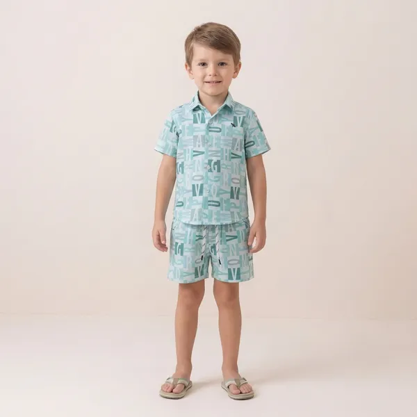Multicolour_Imported_Premium_Quality_Stylish_Geometric_Print_Shirt_And_Shorts_Set_For_Boys