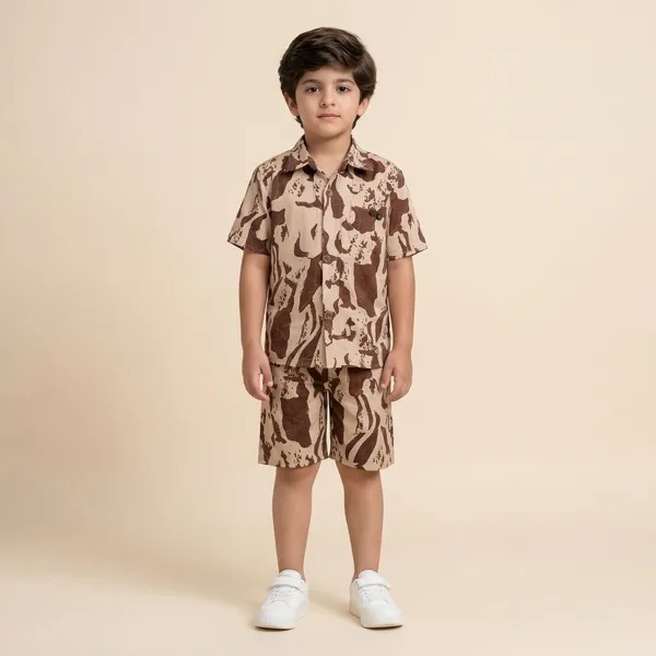 Multicolour_Imported_Premium_Quality_Stylish_Desert_Camouflage_Print_Shirt_And_Shorts_Set_For_Boys
