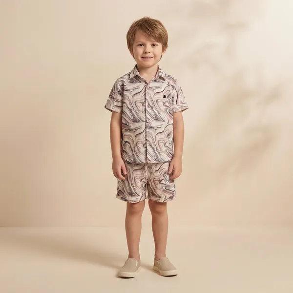 Multicolour_Imported_Premium_Quality_Stylish_Marble_Print_Shirt_And_Shorts_Set_For_Boys