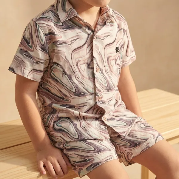 Multicolour_Imported_Premium_Quality_Stylish_Marble_Print_Shirt_And_Shorts_Set_For_Boys