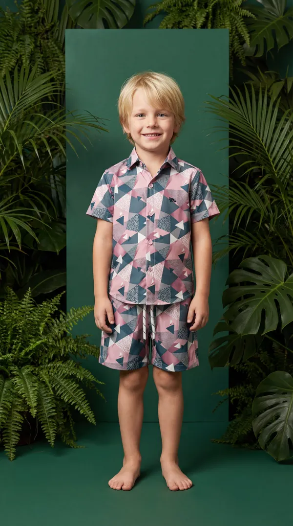 Multicolour_Imported_Premium_Quality_Stylish_Geometric_Print_Matching_Shirt_And_Shorts_Set_For_Boys