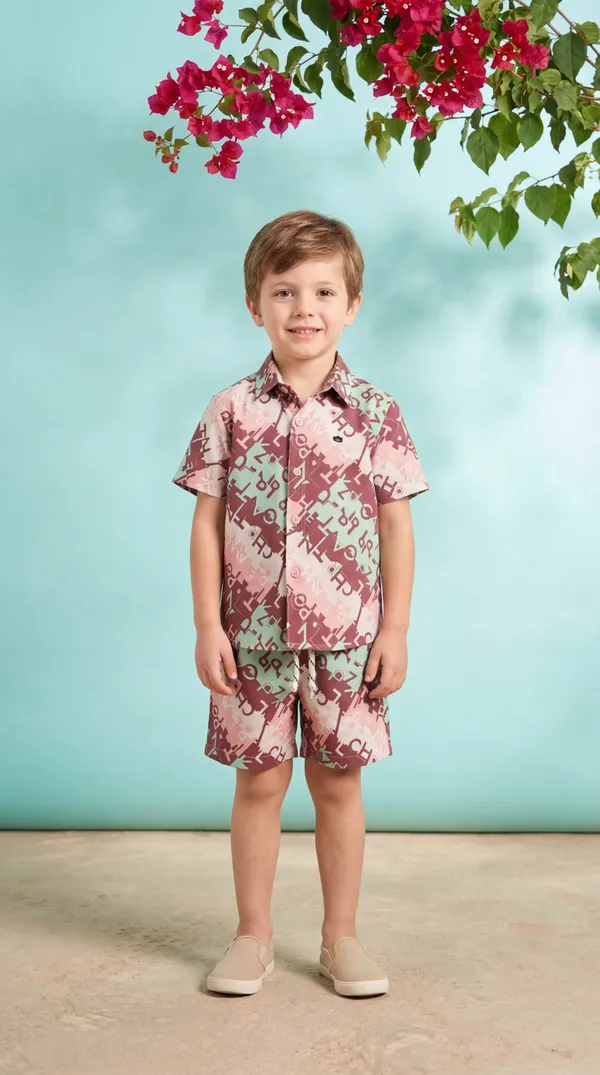 Multicolour_Imported_Premium_Quality_Stylish_Camouflage_Print_Shirt_And_Shorts_Set_For_Boys