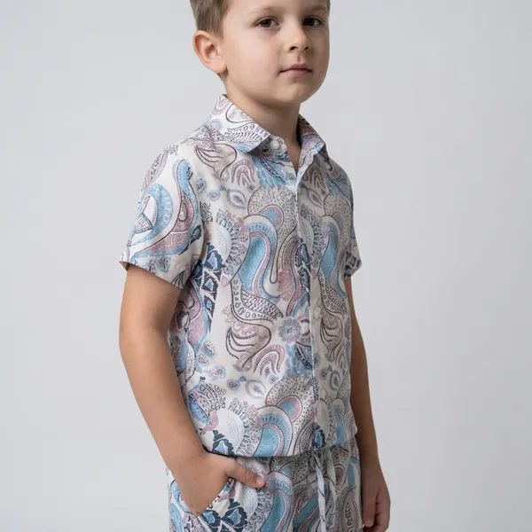 Multicolour_Imported_Premium_Quality_Stylish_Paisley_Print_Shirt_And_Shorts_Set_For_Boys