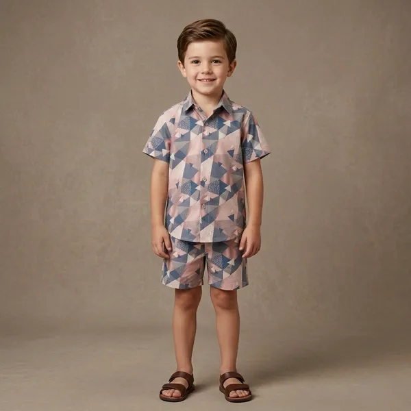 Multicolour_Imported_Premium_Quality_Stylish_Geometric_Print_Shirt_And_Shorts_Set_For_Boys
