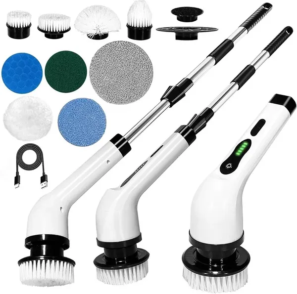 Spin_Scrubber_|_Powerful_350_Rpm_Cleaning_Brush_With_8_Replaceable_Heads_With_90_Mins_Work_Time_|_3_Adjustable_Sizes_&_2_Speeds_For_Floor_|_Tub_&_Tile_Cleaning(9_In_1_Scrubber