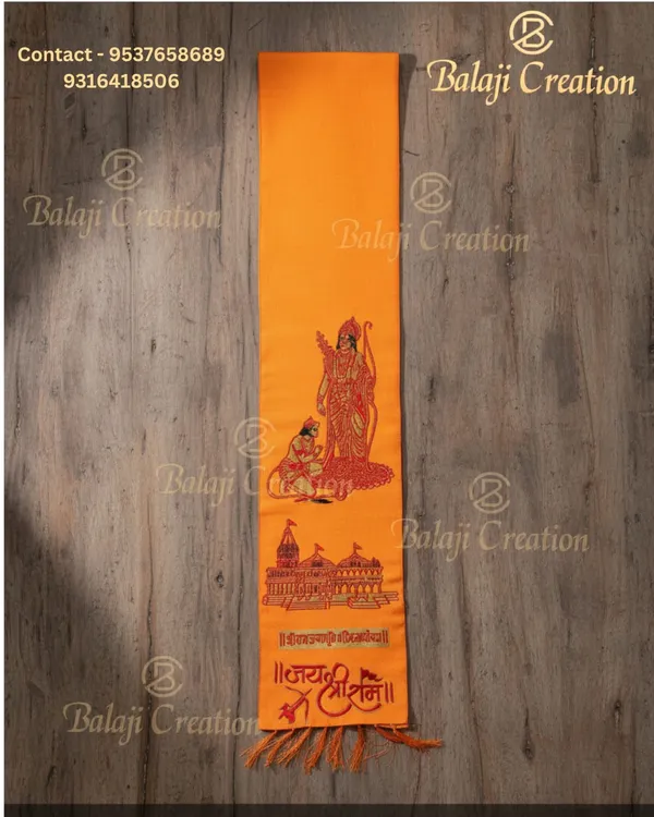 Ram_Mandir_Ayodhya_Religious_Scarf_Set_Orange_Devotional_Stole_With_Temple_And_Deity_Print