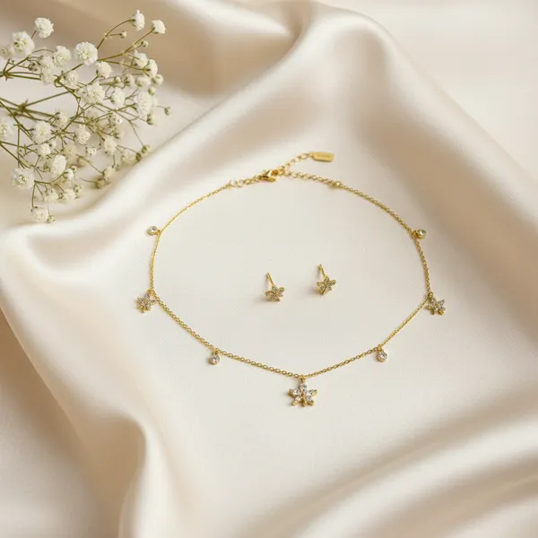 Leaf_Floral_Necklace_Set_Gold