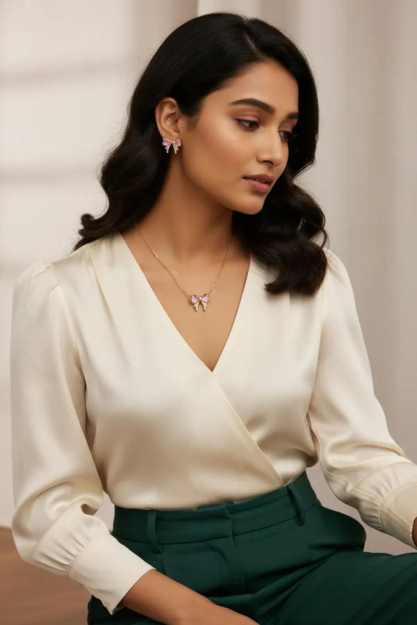 Pink_Bow_Necklace_Amp_Earring_Set